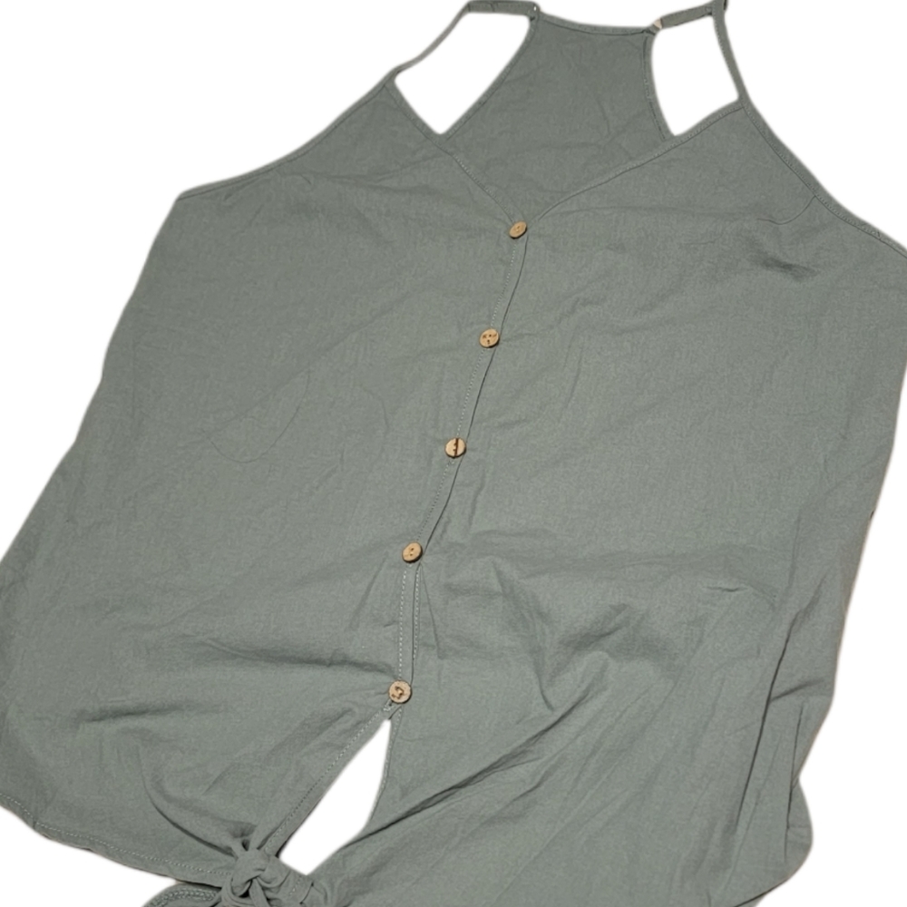 Sage tank with tie front
